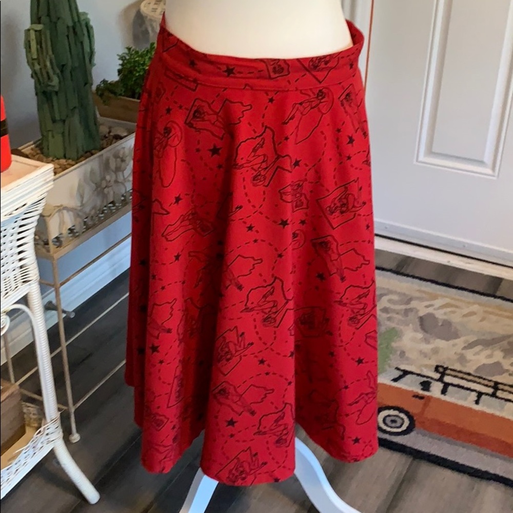 Red retro pinups /states Rock Steady skirt size L